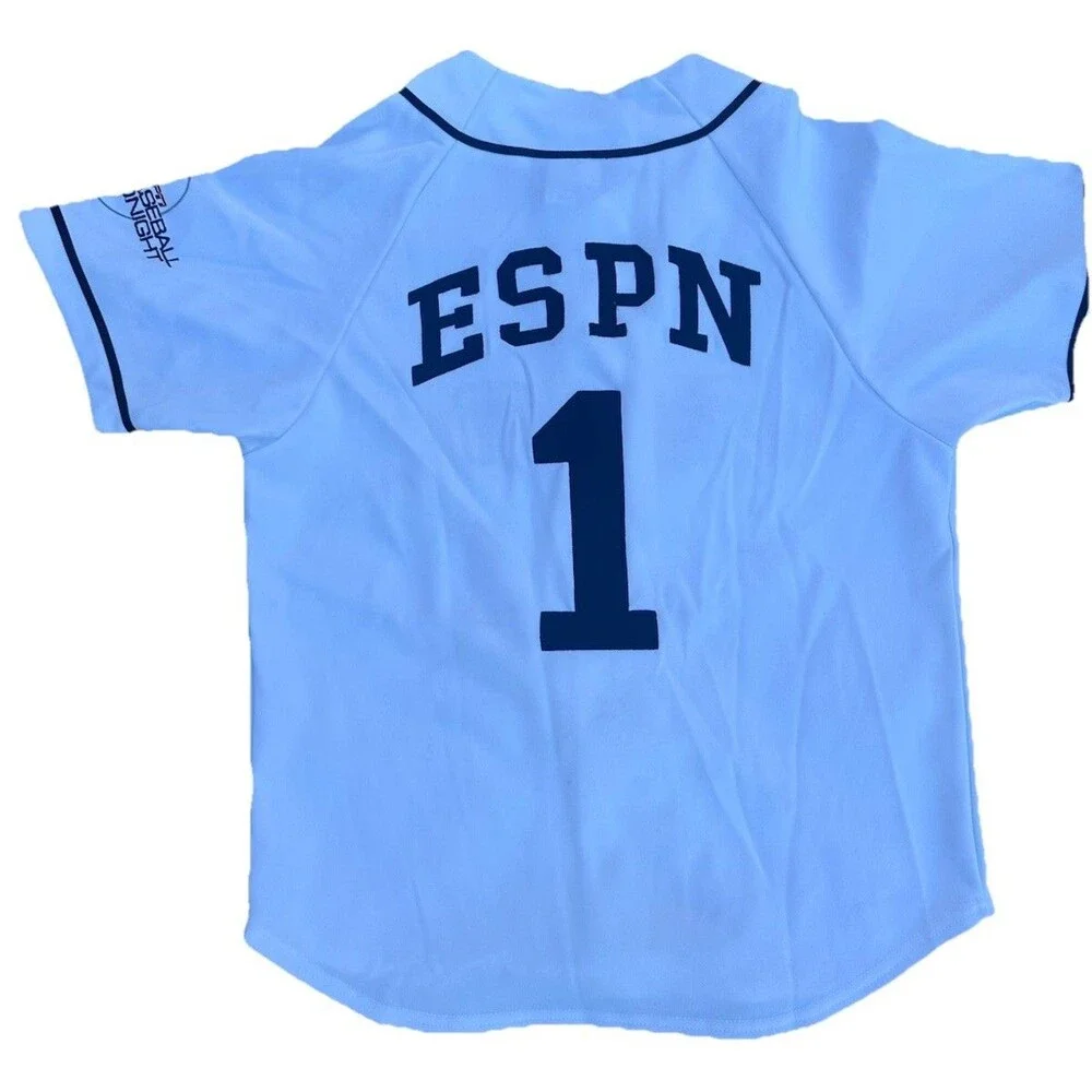 ESPN Baseball Tonight Jersey #1 Adult Large White Button Front Baseball Jersey